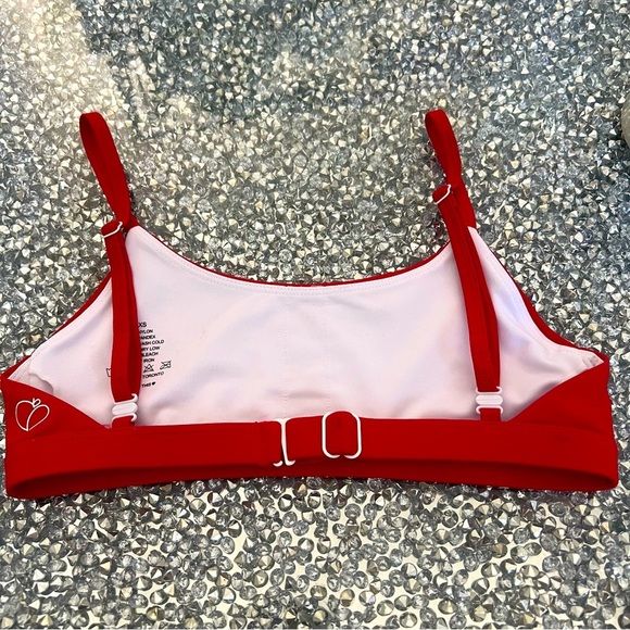 Apricotton Red Seamless Bikini Top Bra Adjustable Straps Stretch Summer Pool XS - Picture 4 of 8